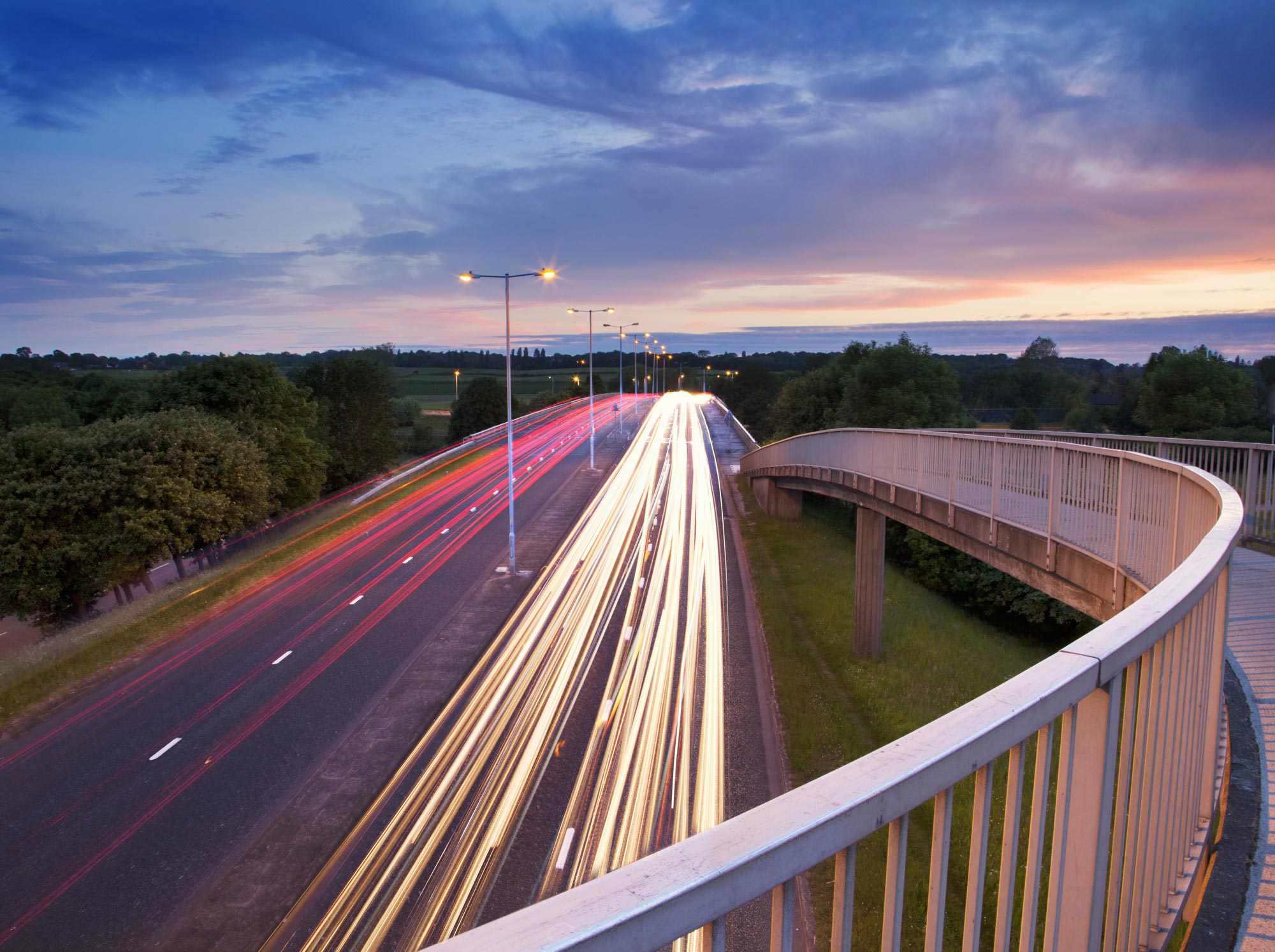 Transport and urban infrastructure at dusk